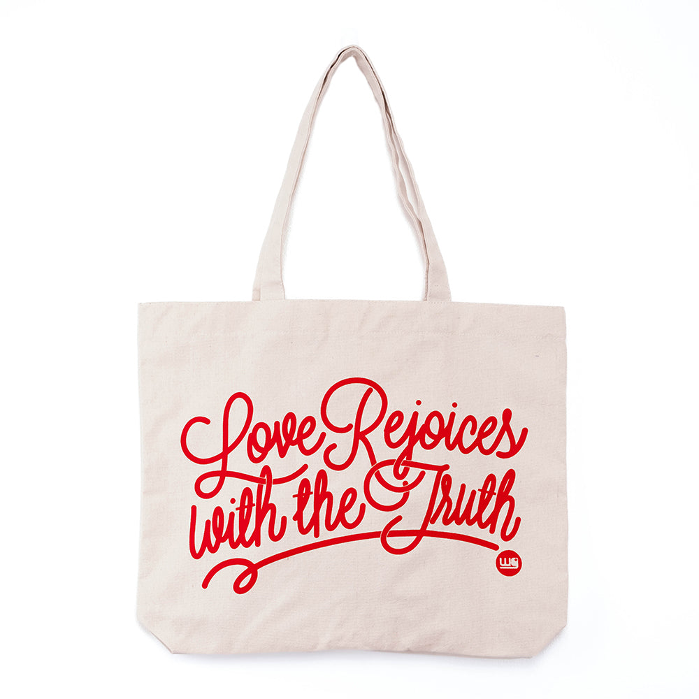 Love Rejoices With The Truth | Tote Bag