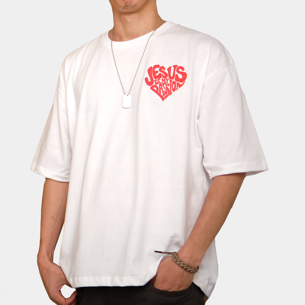 Jesus Is My Passion White Oversized Box Tee