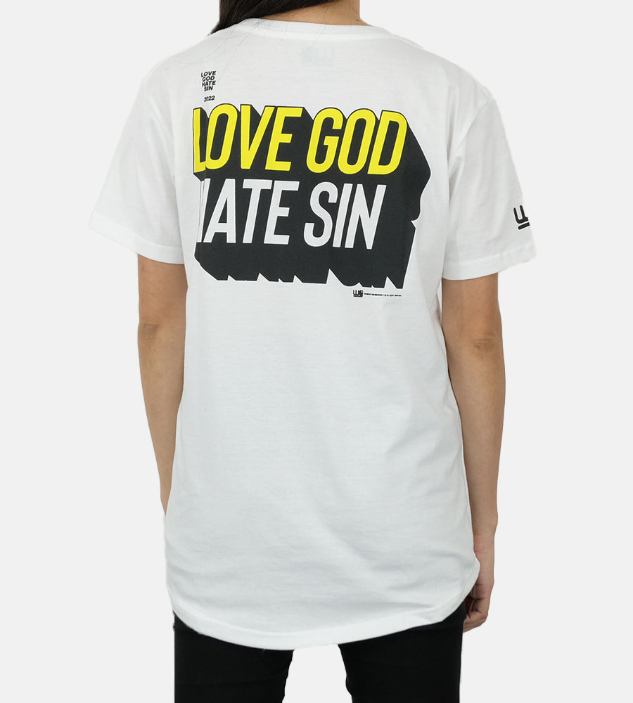 Love God Hate Sin White Long Tee