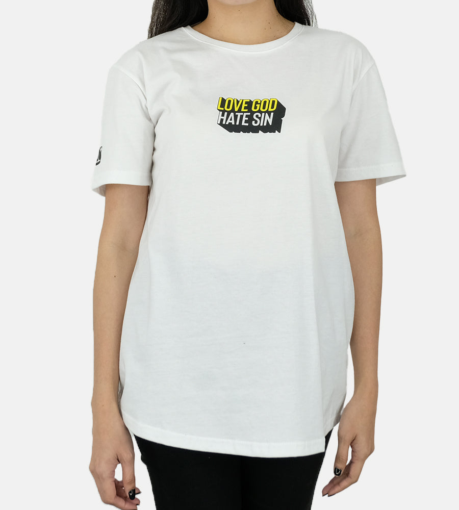 Love God Hate Sin White Long Tee