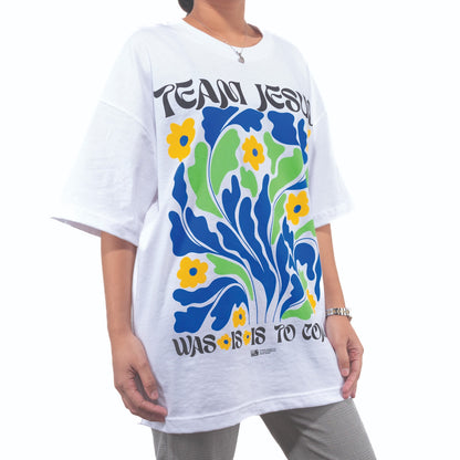 Team Jesus 2024 Floral Art White Drop Shoulder