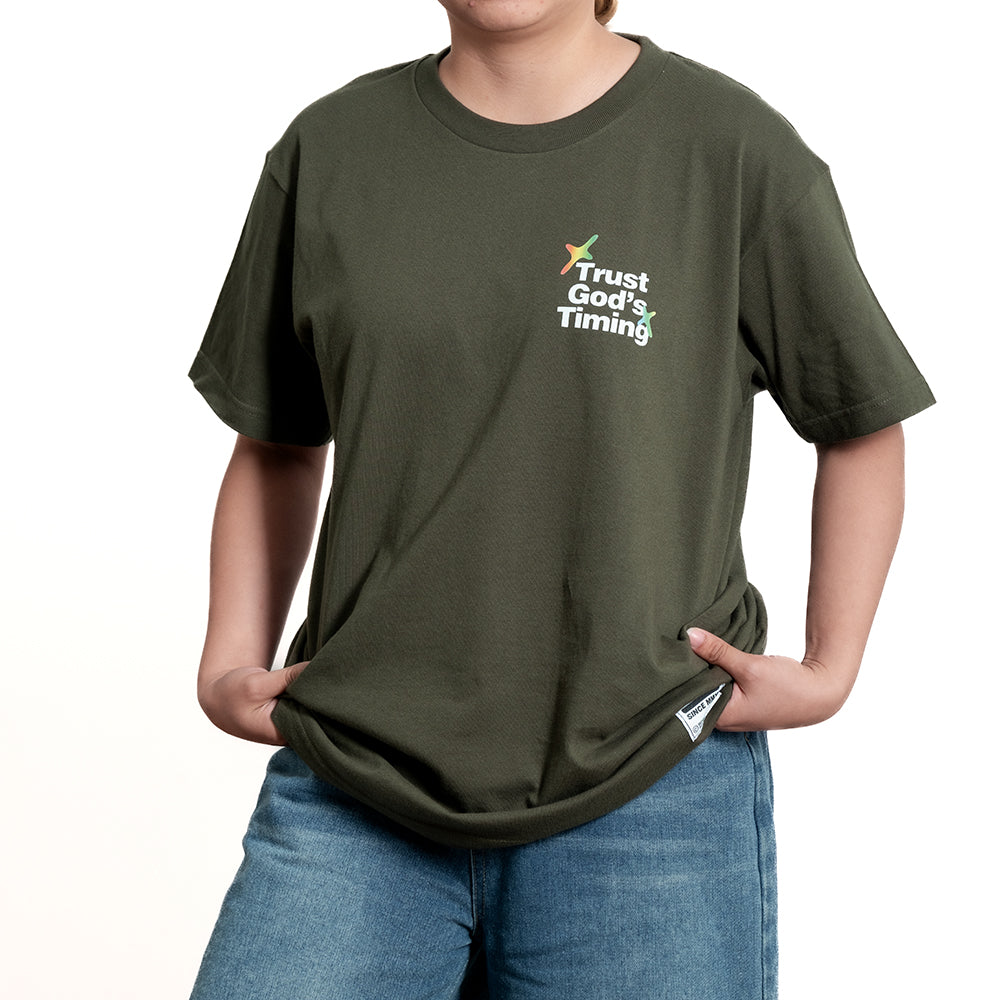 Trust God's Timing | Army Green T-Shirt