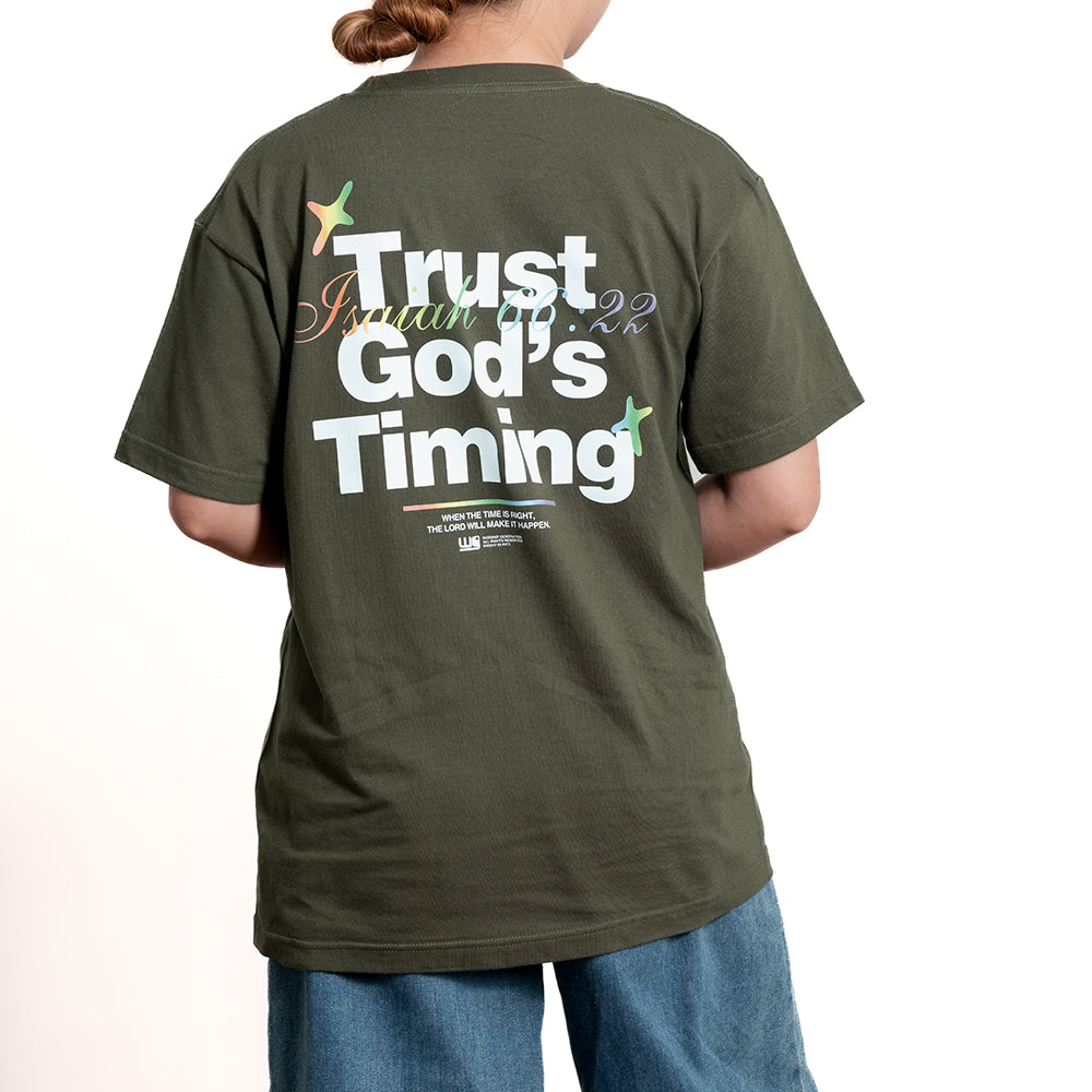 Trust God's Timing | Army Green T-Shirt