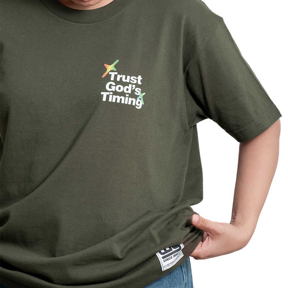 Trust God's Timing | Army Green T-Shirt